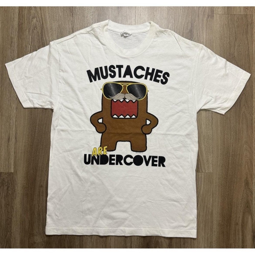 Vintage‎ Domo Mustaches Are Undercover White T Shirt Size L